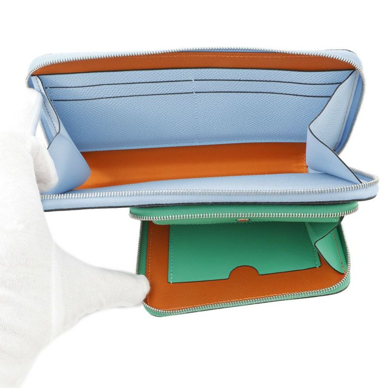 エルメス 長財布 ヌーヴォー・トゥー・ゴー・ジップ セレステ/ミント/チャイ/シルバー金具 エプソン/スイフト U刻印