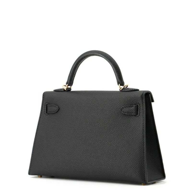 エルメス ハンドバッグ ミニケリー2 外縫い ブラック/ゴールド金具 エプソン K刻印 2wayショルダー 黒