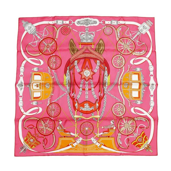 エルメス スカーフ カレ90 ステイトリ・ホイールズ HERMES