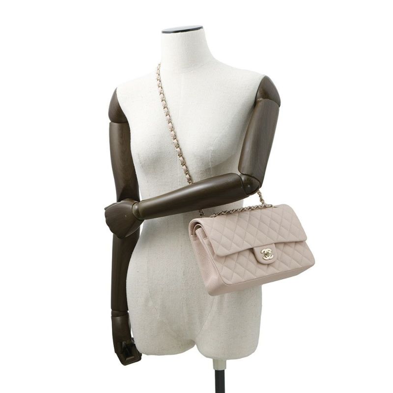 シャネル チェーンショルダーバッグ マトラッセ25 ココマーク ダブルチェーン キャビアスキン A01112 CHANEL