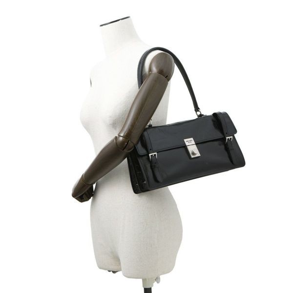 プラダ ハンドバッグ ロゴ ミディアム レザー 1BN026 PRADA 2wayショルダー 黒