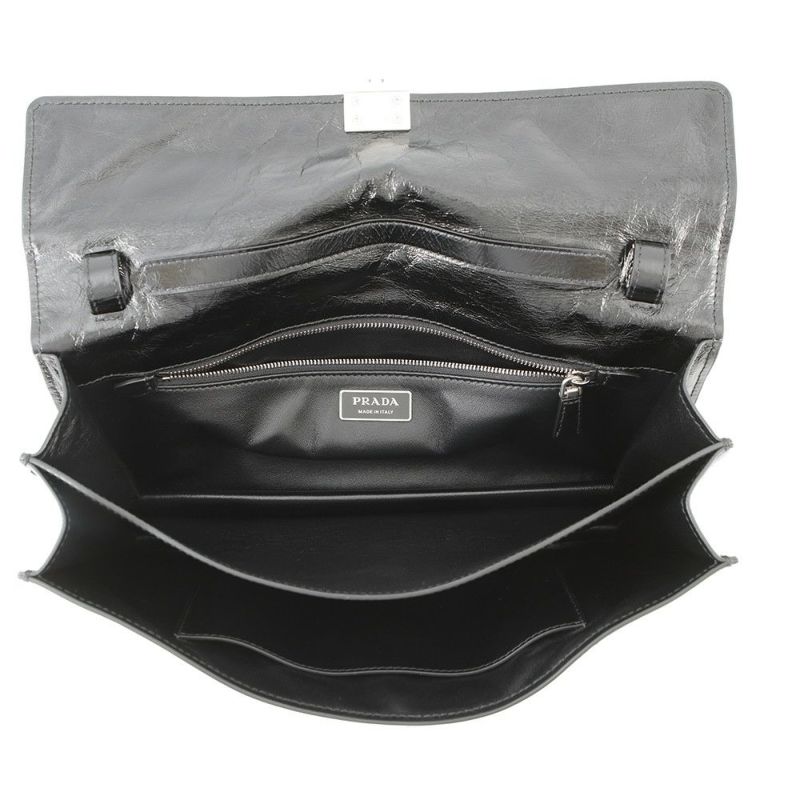 プラダ ハンドバッグ ロゴ ミディアム レザー 1BN026 PRADA 2wayショルダー 黒