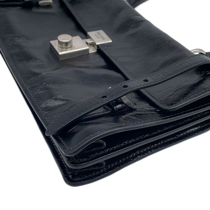 プラダ ハンドバッグ ロゴ ミディアム レザー 1BN026 PRADA 2wayショルダー 黒