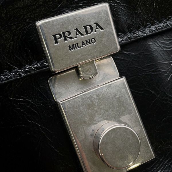 プラダ ハンドバッグ ロゴ ミディアム レザー 1BN026 PRADA 2wayショルダー 黒