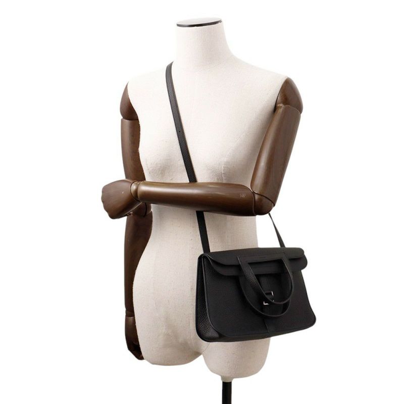 エルメス ハンドバッグ アルザン25 ブラック/シルバー金具 トリヨンクレマンス W刻印 2wayショルダー 黒