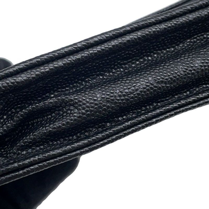 シャネル チェーンウォレット カメリア ココマーク キャビアスキン A47421 CHANEL 財布 黒