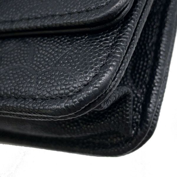 シャネル チェーンウォレット カメリア ココマーク キャビアスキン A47421 CHANEL 財布 黒