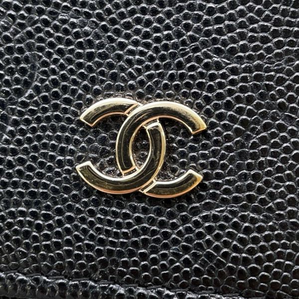シャネル チェーンウォレット カメリア ココマーク キャビアスキン A47421 CHANEL 財布 黒