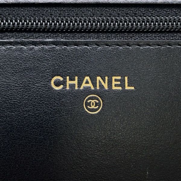 シャネル チェーンウォレット カメリア ココマーク キャビアスキン A47421 CHANEL 財布 黒