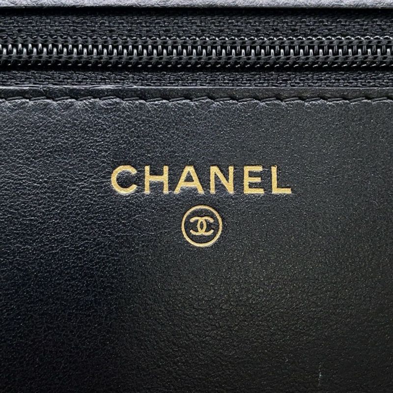 シャネル チェーンウォレット カメリア ココマーク キャビアスキン A47421 CHANEL 財布 黒