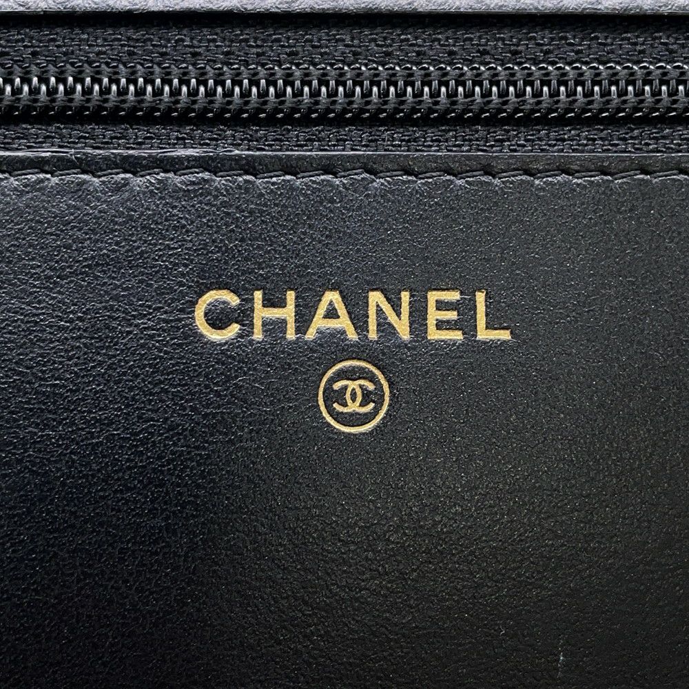 シャネル チェーンウォレット カメリア ココマーク キャビアスキン A47421 CHANEL 財布 黒