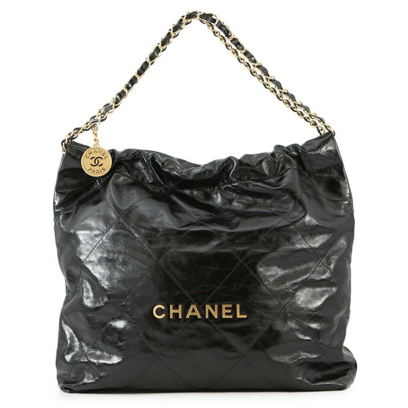 シャネル ハンドバッグ シャネル22 シャイニーカーフレザー AS3261 CHANEL ショルダーバッグ 黒