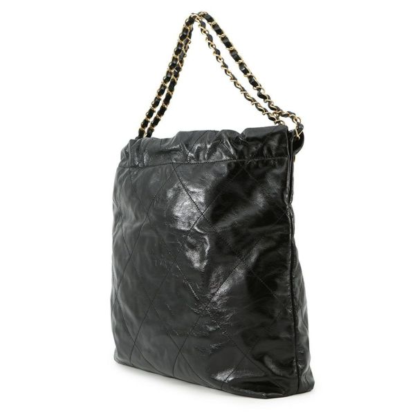 シャネル ハンドバッグ シャネル22 シャイニーカーフレザー AS3261 CHANEL ショルダーバッグ 黒