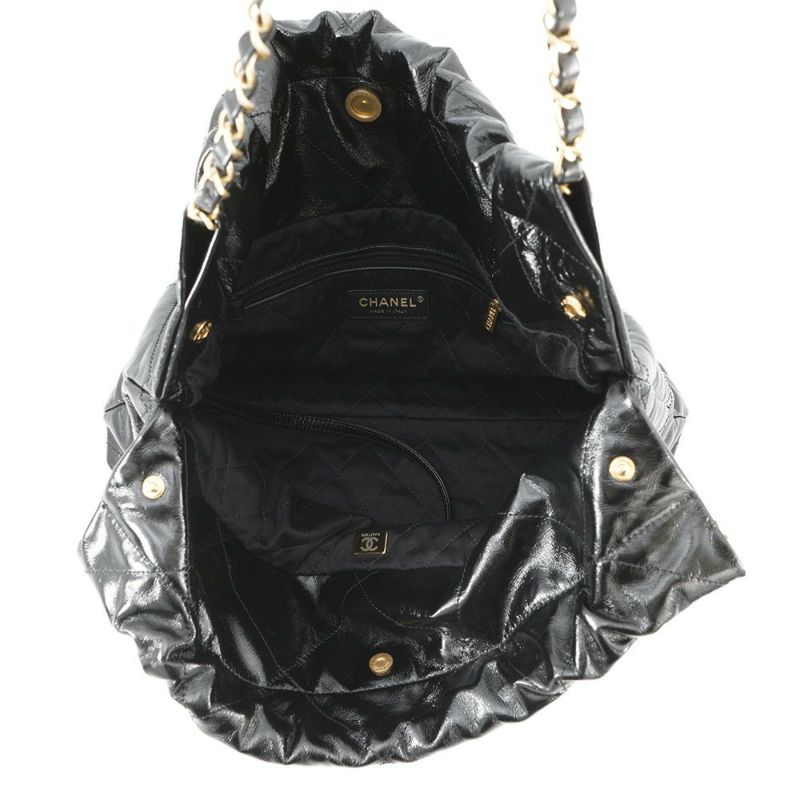 シャネル ハンドバッグ シャネル22 シャイニーカーフレザー AS3261 CHANEL ショルダーバッグ 黒