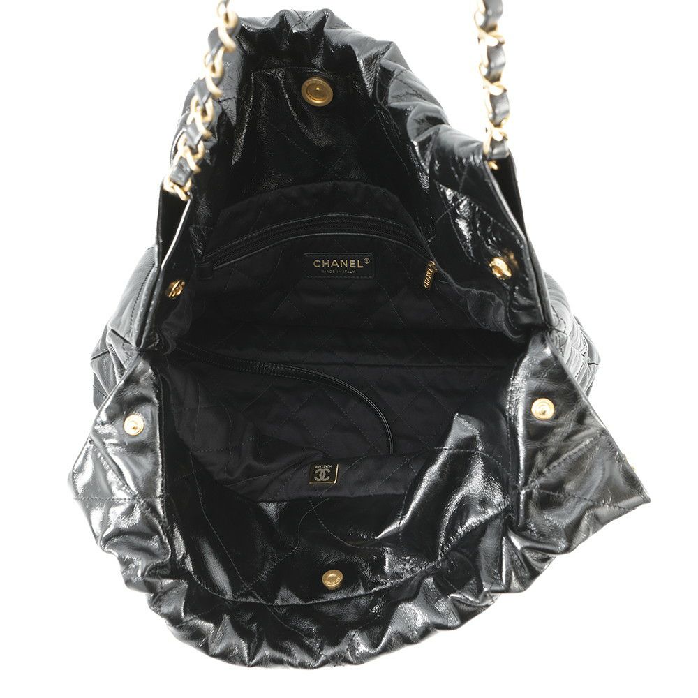 シャネル ハンドバッグ シャネル22 シャイニーカーフレザー AS3261 CHANEL ショルダーバッグ 黒
