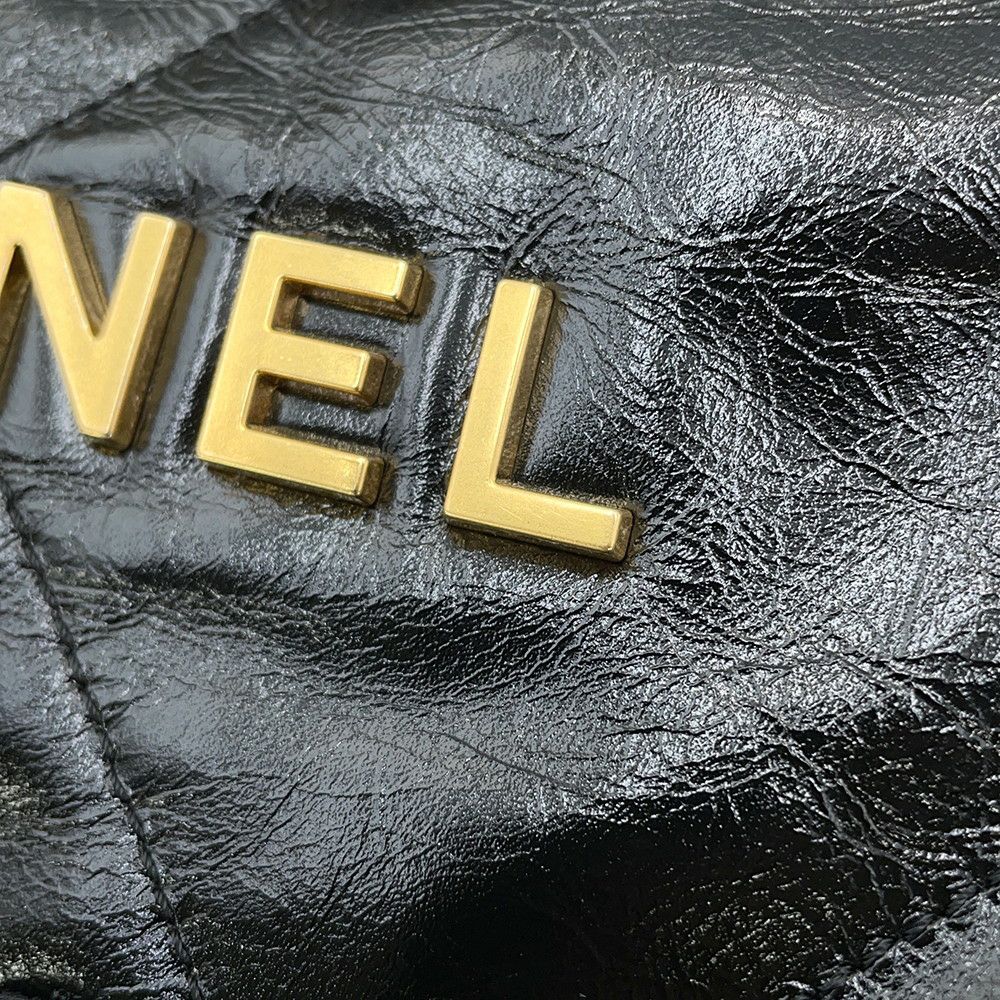 シャネル ハンドバッグ シャネル22 シャイニーカーフレザー AS3261 CHANEL ショルダーバッグ 黒