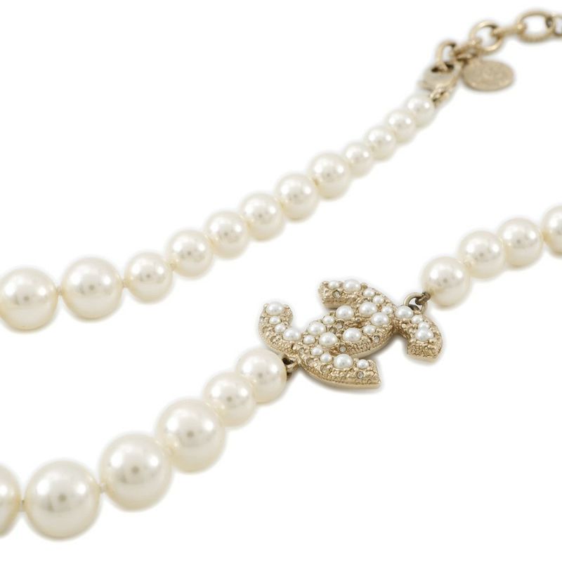 シャネル ネックレス ココマーク フェイクパール メタル ラインストーン 100周年記念 F24 V A64757 CHANEL アクセサリー
