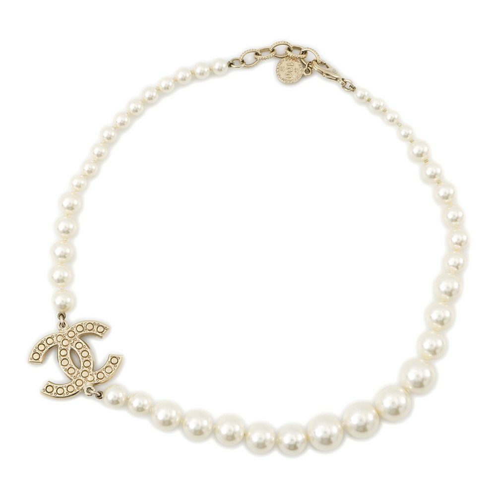 シャネル ネックレス ココマーク フェイクパール メタル ラインストーン 100周年記念 F24 V A64757 CHANEL アクセサリー