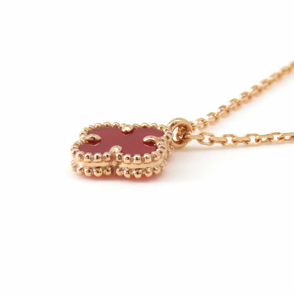 ヴァンクリーフ＆アーペル ネックレス スウィート アルハンブラ ペンダント カーネリアン K18PGピンクゴールド VCARN59M00