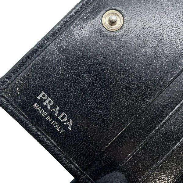 プラダ 二つ折り財布 レザー PRADA コンパクトウォレット ミニ財布 黒