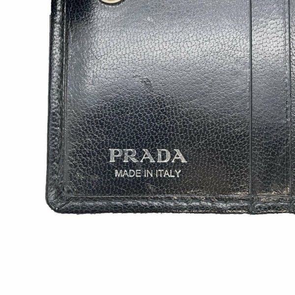 プラダ 二つ折り財布 レザー PRADA コンパクトウォレット ミニ財布 黒