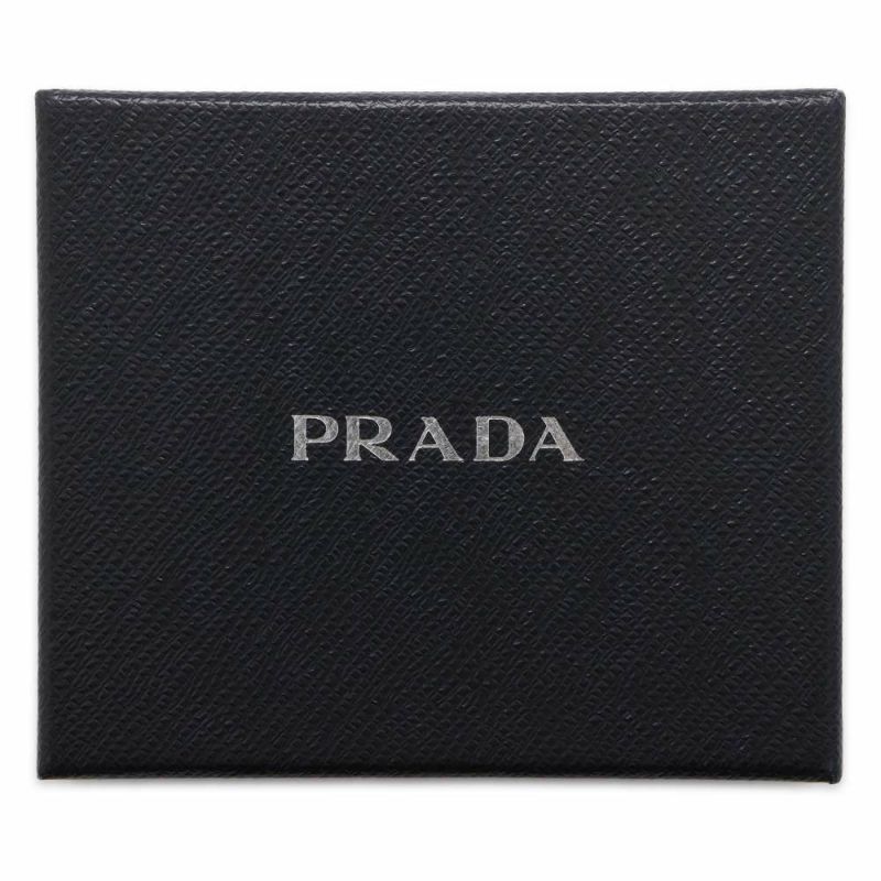 プラダ 二つ折り財布 レザー PRADA コンパクトウォレット ミニ財布 黒