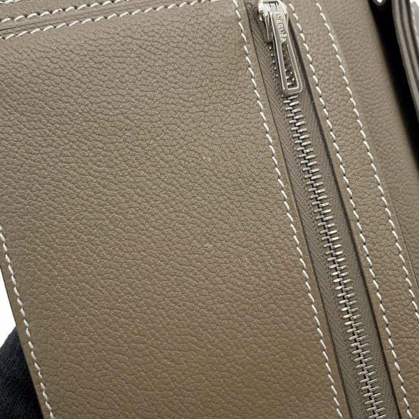 エルメス 長財布 ベアンスフレ エトゥープ/シルバー金具 シェブルミゾル U刻印 HERMES 財布