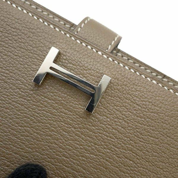 エルメス 長財布 ベアンスフレ エトゥープ/シルバー金具 シェブルミゾル U刻印 HERMES 財布