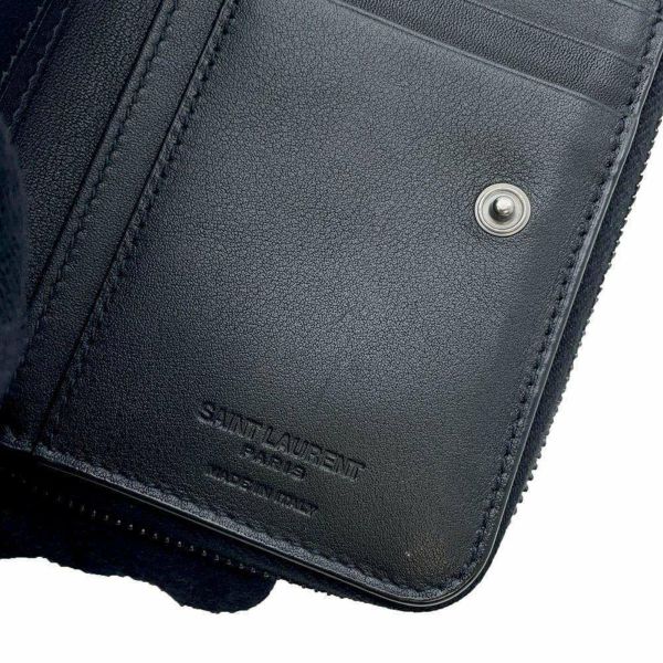 サンローランパリ 二つ折り財布 レオパード パテント 562796 SAINT LAURENT PARIS コンパクトウォレット ヒョウ柄 黒