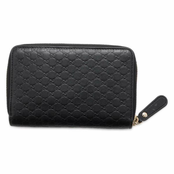 グッチ 長財布 マイクログッチシマ レザー 449423 GUCCI ラウンドファスナー 黒 アウトレット品