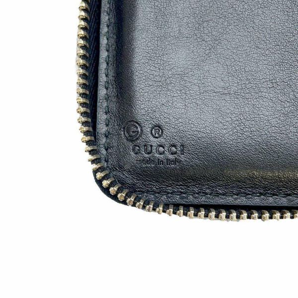 グッチ 長財布 マイクログッチシマ レザー 449423 GUCCI ラウンドファスナー 黒 アウトレット品