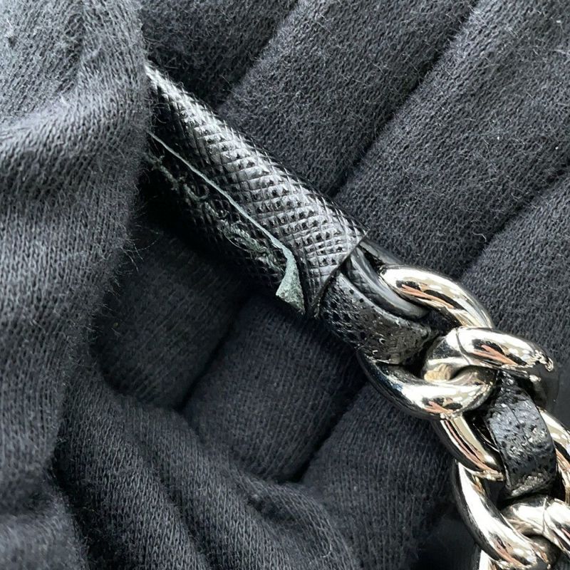 プラダ チェーンショルダーバッグ トライアングルロゴ キルティング ナイロン 1BB903 PRADA 黒