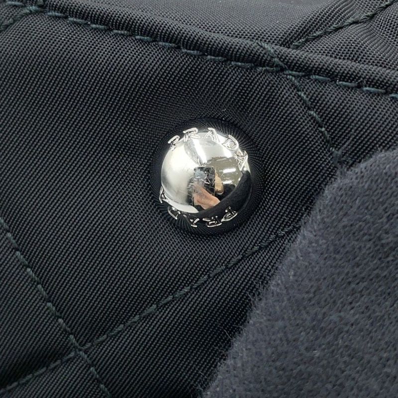 プラダ チェーンショルダーバッグ トライアングルロゴ キルティング ナイロン 1BB903 PRADA 黒