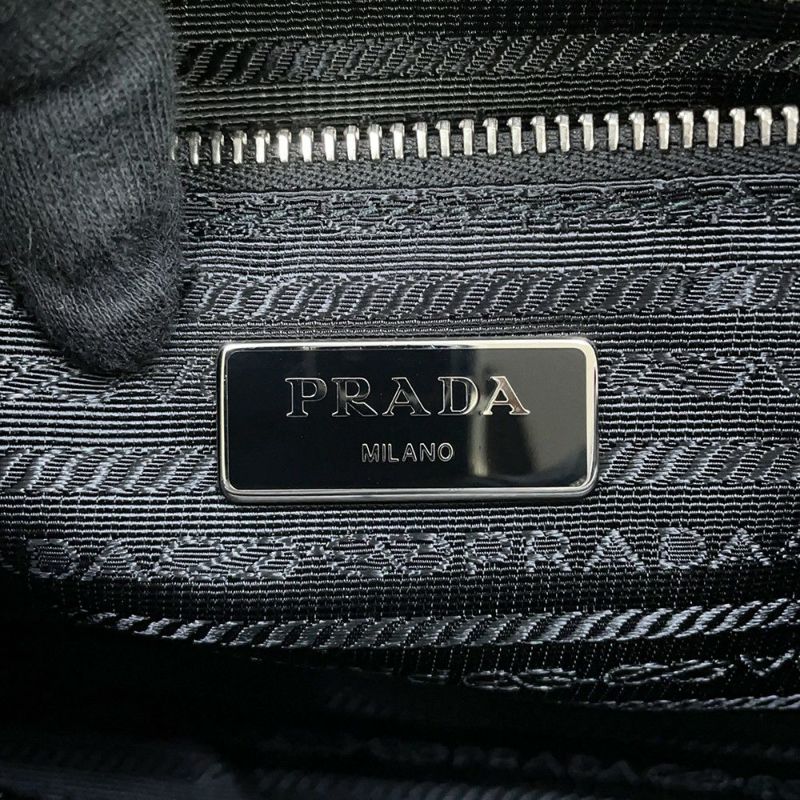 プラダ チェーンショルダーバッグ トライアングルロゴ キルティング ナイロン 1BB903 PRADA 黒
