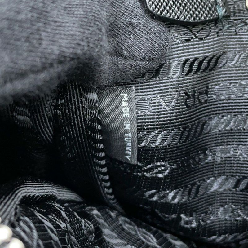 プラダ チェーンショルダーバッグ トライアングルロゴ キルティング ナイロン 1BB903 PRADA 黒