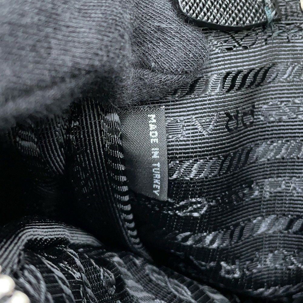 プラダ チェーンショルダーバッグ トライアングルロゴ キルティング ナイロン 1BB903 PRADA 黒