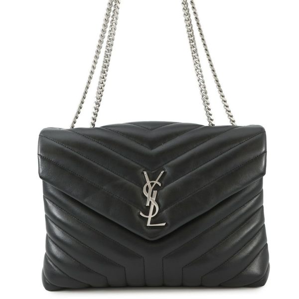 サンローランパリ チェーンショルダー バッグ ルル ミディアム レザー 574946 SAINT LAURENT PARIS 黒
