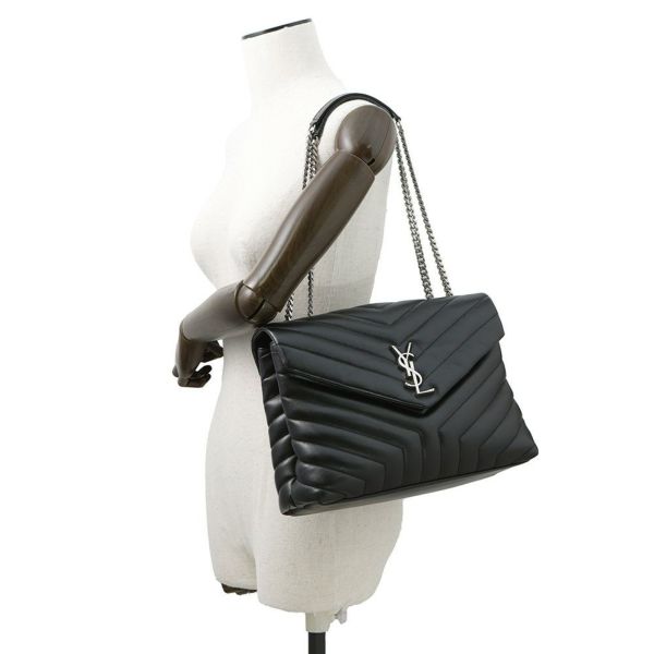 サンローランパリ チェーンショルダー バッグ ルル ミディアム レザー 574946 SAINT LAURENT PARIS 黒