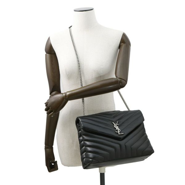 サンローランパリ チェーンショルダー バッグ ルル ミディアム レザー 574946 SAINT LAURENT PARIS 黒