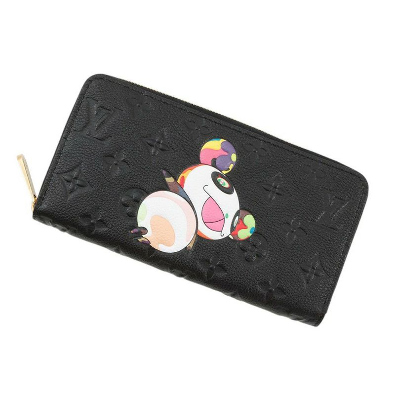 ルイヴィトン 長財布 モノグラム・アンプラント LV × TM ジッピー・ウォレット パンダ 日本限定 M14160 村上隆コラボ 黒 ブラック