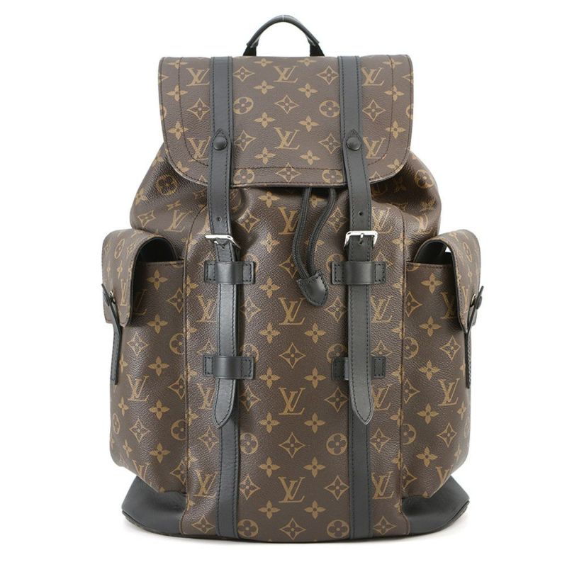 ルイヴィトン リュックサック モノグラム・マカサー クリストファーMM M43735 LOUIS VUITTON バックパック 黒 ブラック