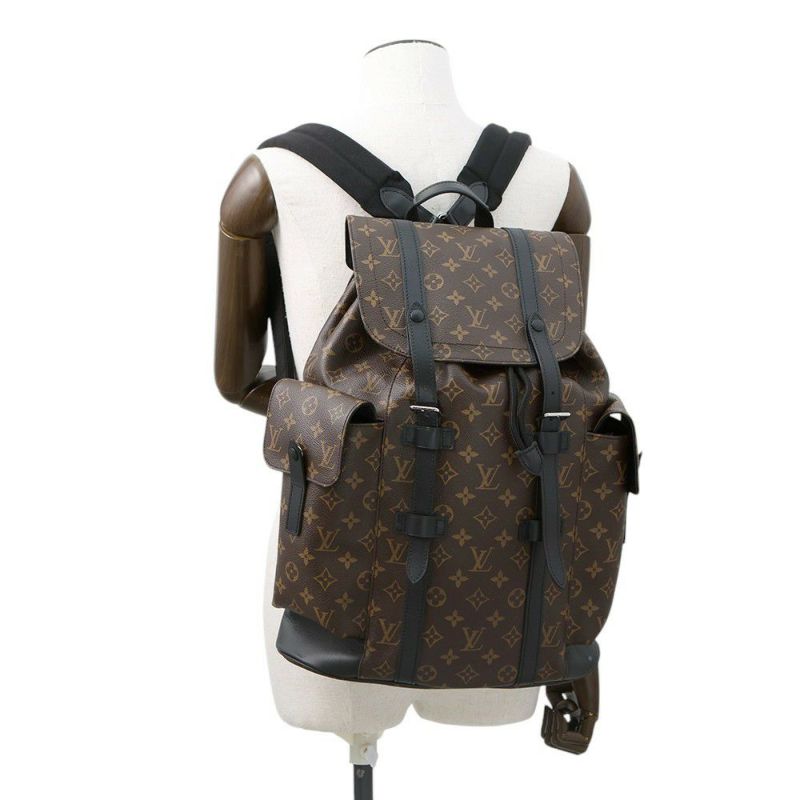 ルイヴィトン リュックサック モノグラム・マカサー クリストファーMM M43735 LOUIS VUITTON バックパック 黒 ブラック