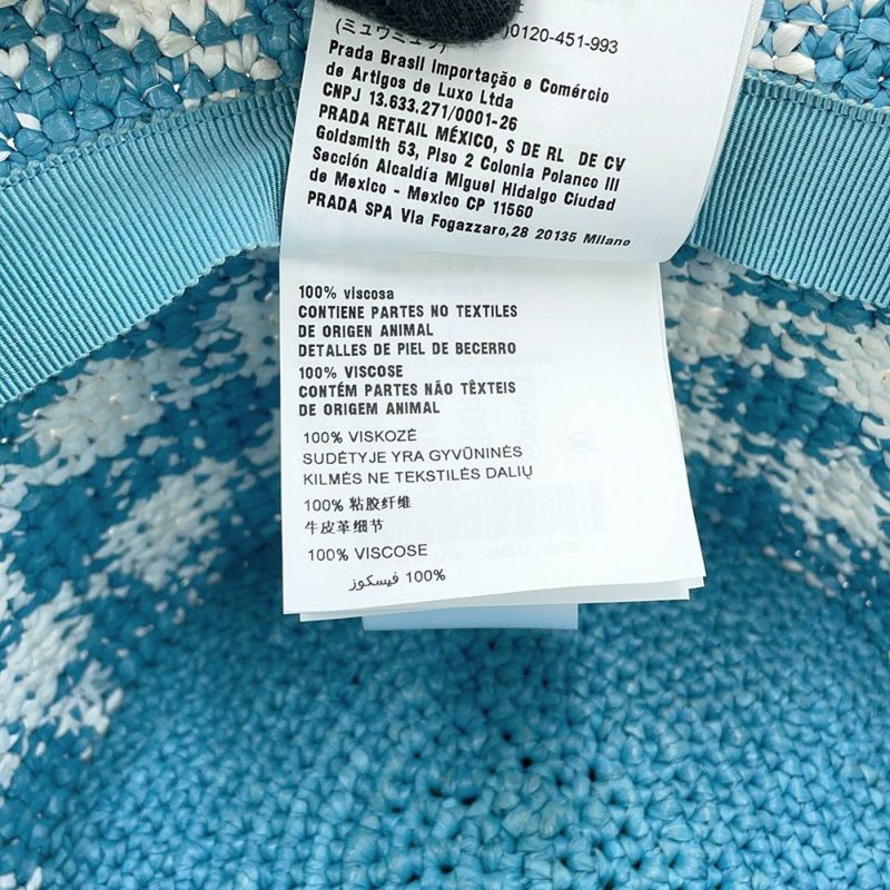 プラダ バケットハット トライアングルロゴ クロシェ サイズS 1HC137