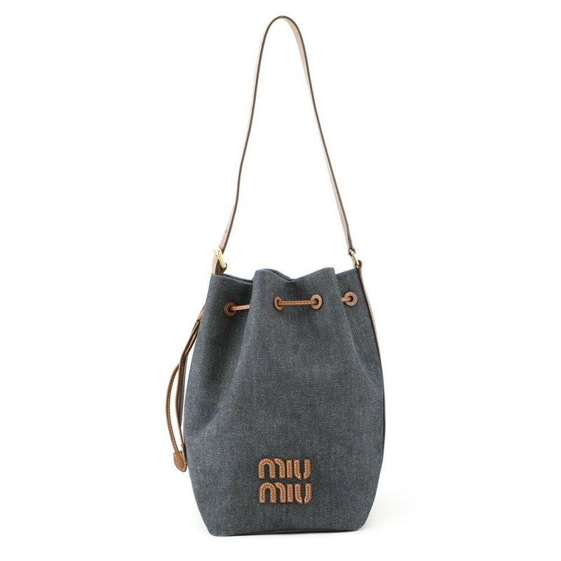 ミュウミュウ ショルダーバッグ バケットバッグ デニム レザー 5BE089 MIUMIU ワンショルダー