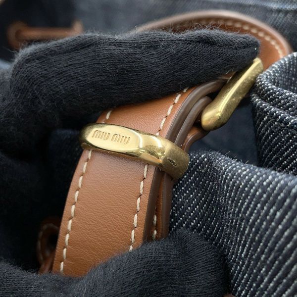 ミュウミュウ ショルダーバッグ バケットバッグ デニム レザー 5BE089 MIUMIU ワンショルダー