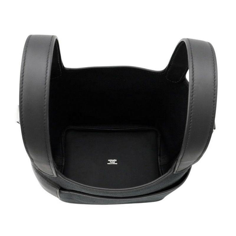 エルメス ハンドバッグ ピコタンロックPM カーゴ ブラック/シルバー金具 トワルゴエラン/スイフト K刻印 黒