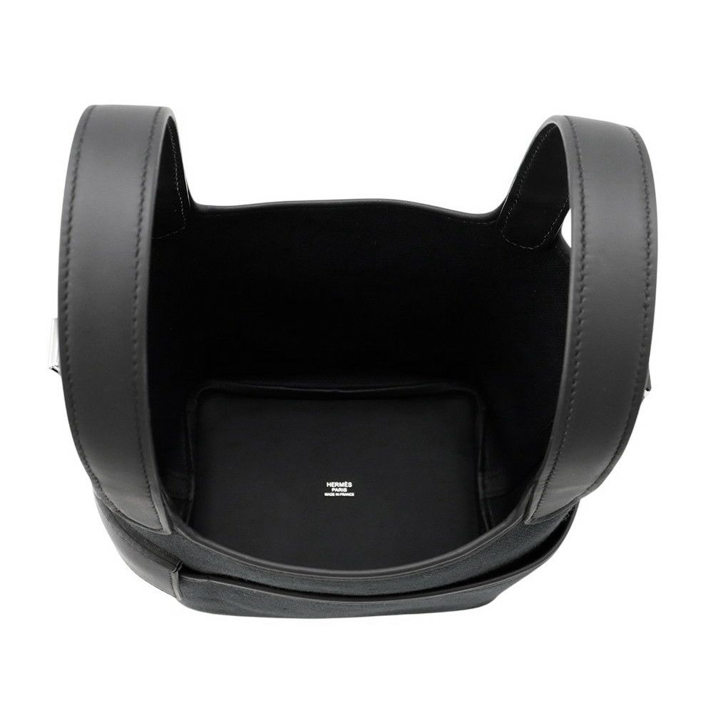 エルメス ハンドバッグ ピコタンロックPM カーゴ ブラック/シルバー金具 トワルゴエラン/スイフト K刻印 黒