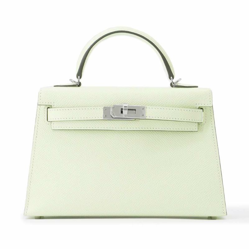 エルメス ハンドバッグ ミニケリードゥ 外縫い ヴェールフィズ/シルバー金具 ヴォーエプソン B刻印