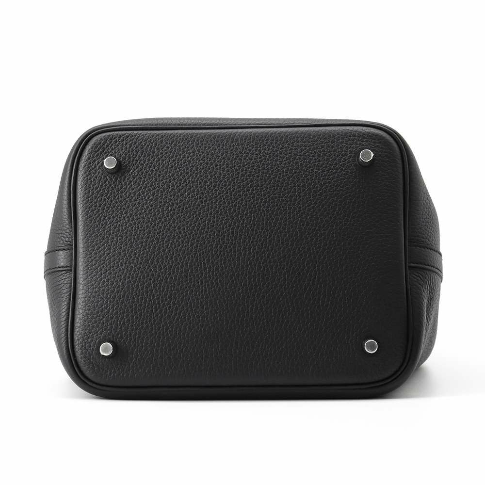 エルメス ハンドバッグ ピコタンロックMM ブラック/シルバー金具 トリヨンクレマンス W刻印トートバッグ 黒