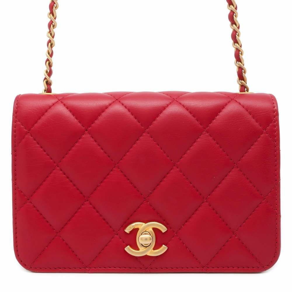 シャネル チェーンショルダーバッグ マトラッセ ココマーク フルフラップ ラムスキン AS0148 CHANEL バッグ